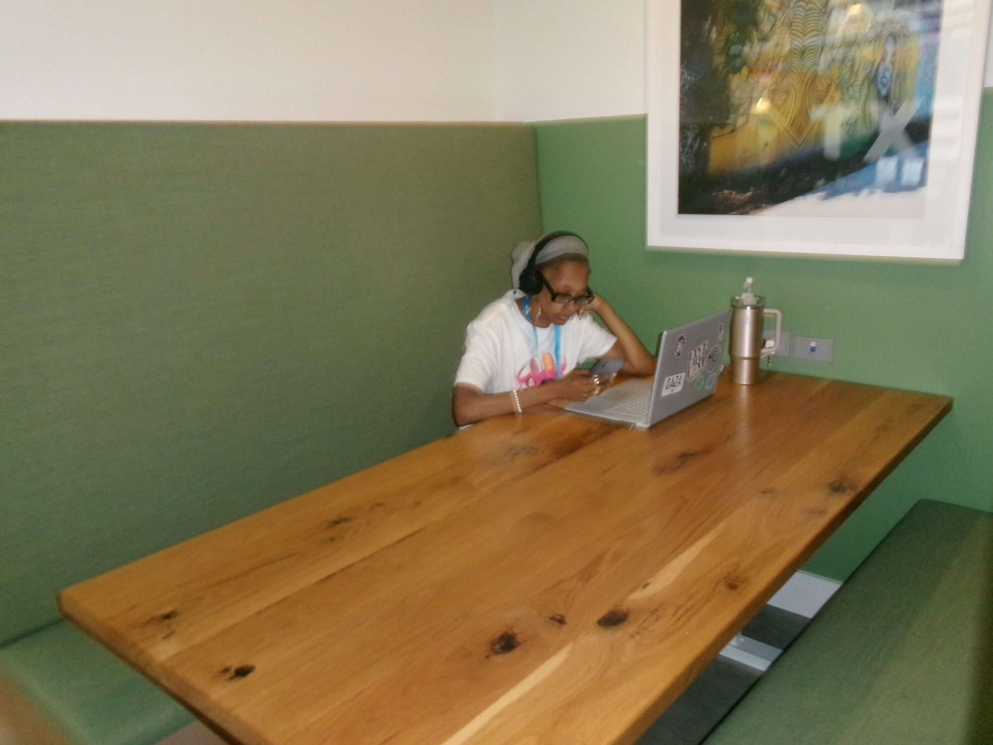 A volunteer focused on her work at a 48in48 event
