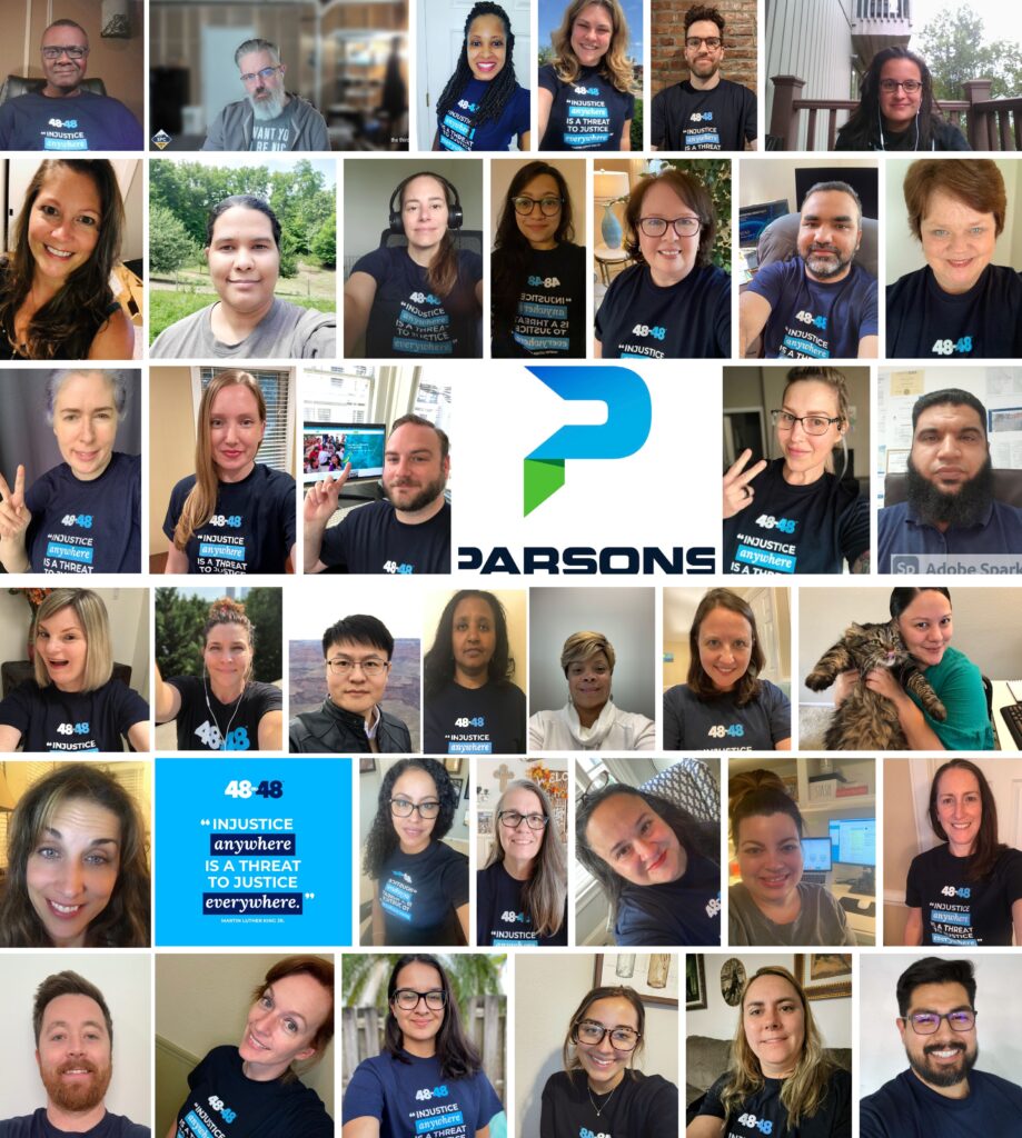 Collection of portraits of Parson's employee who volunteered in the 48in48 Social Justice build event.