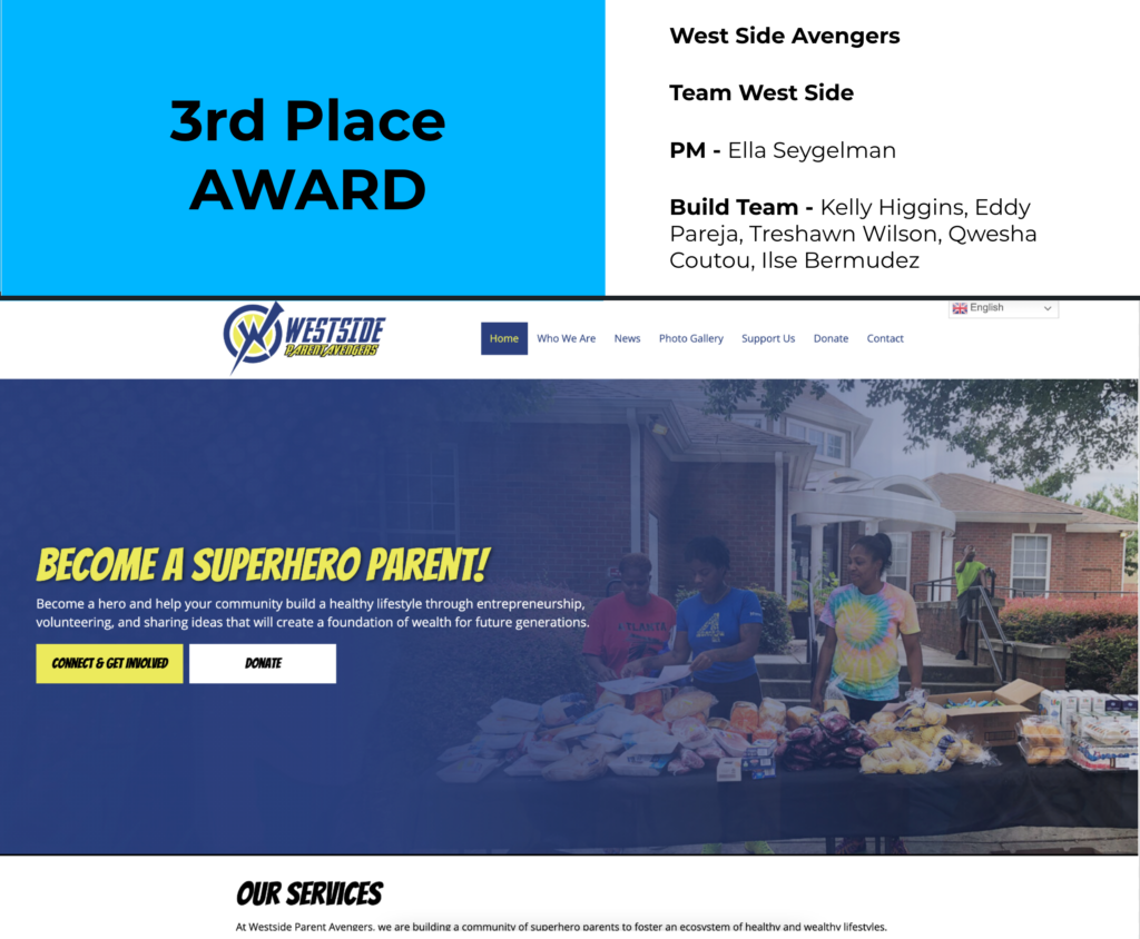Screen shot of 3rd place winning site for West Side Avengers.